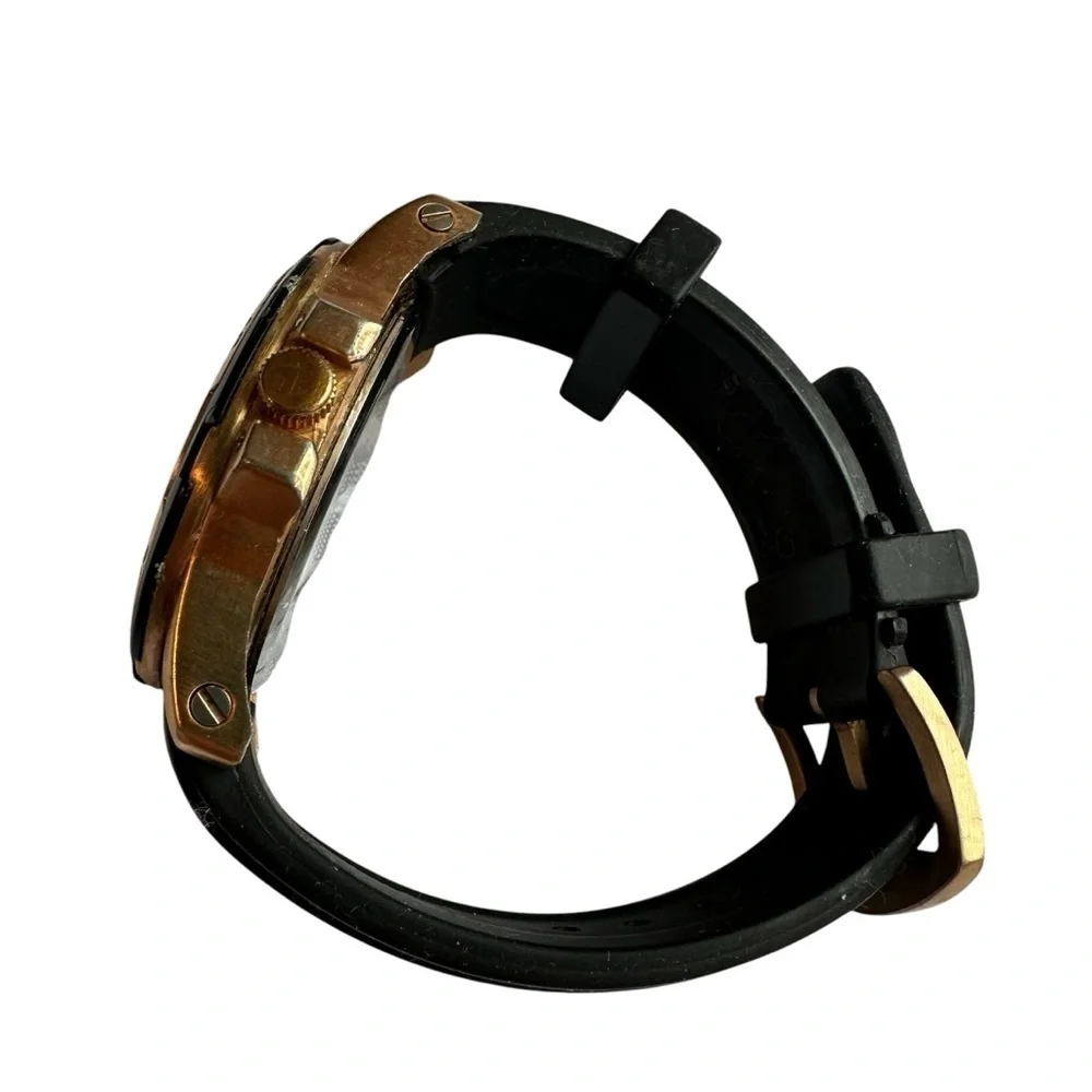 Pedre Men's Black and Gold Classic Large Face Watch